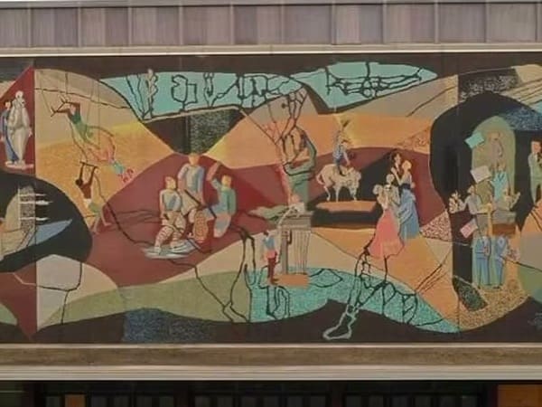The restored Pershing Mural at Wyuka Park